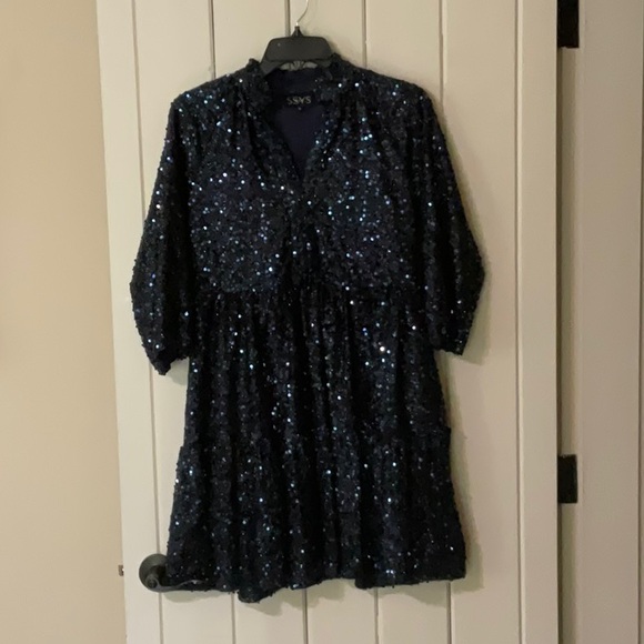 SSYS The Label Navy Sequins dress size XS. New Year’s Eve. Holiday - Picture 2 of 5